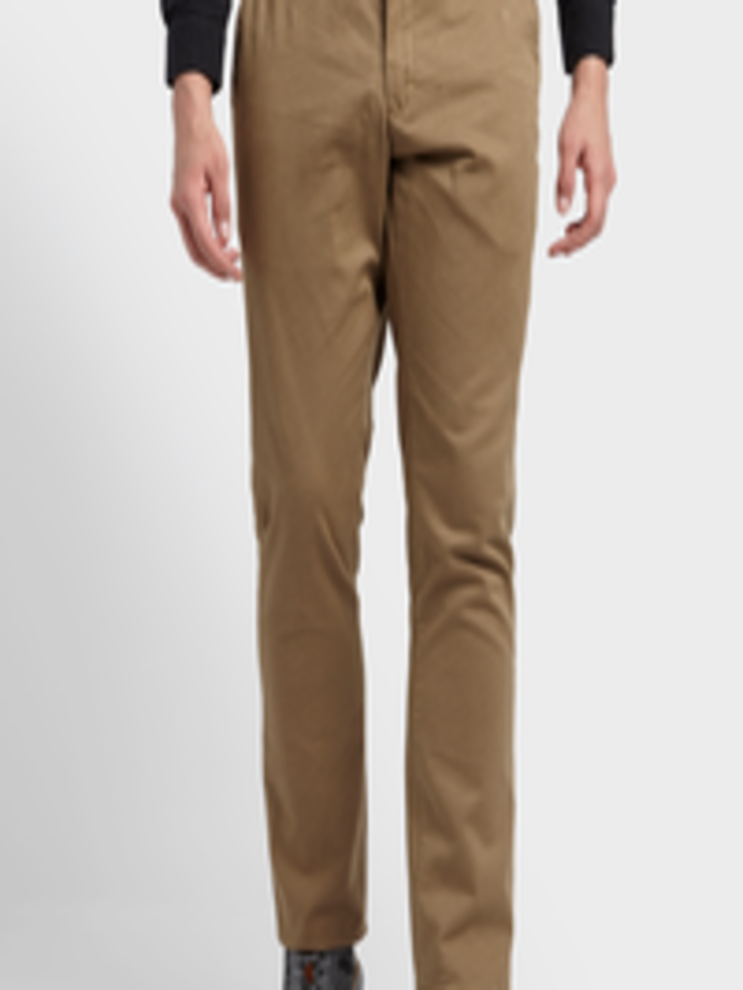 Buy ColorPlus Men Khaki Regular Fit Solid Formal Trousers - Trousers ...