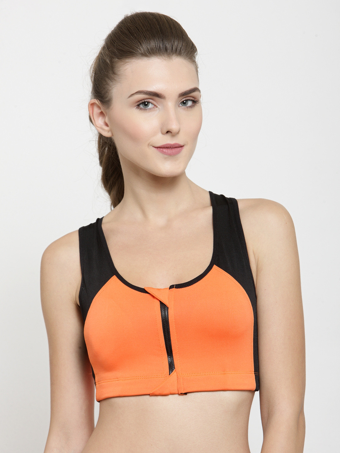 Buy PrettyCat Orange Solid Non Wired Lightly Padded Sports Bra PC SB