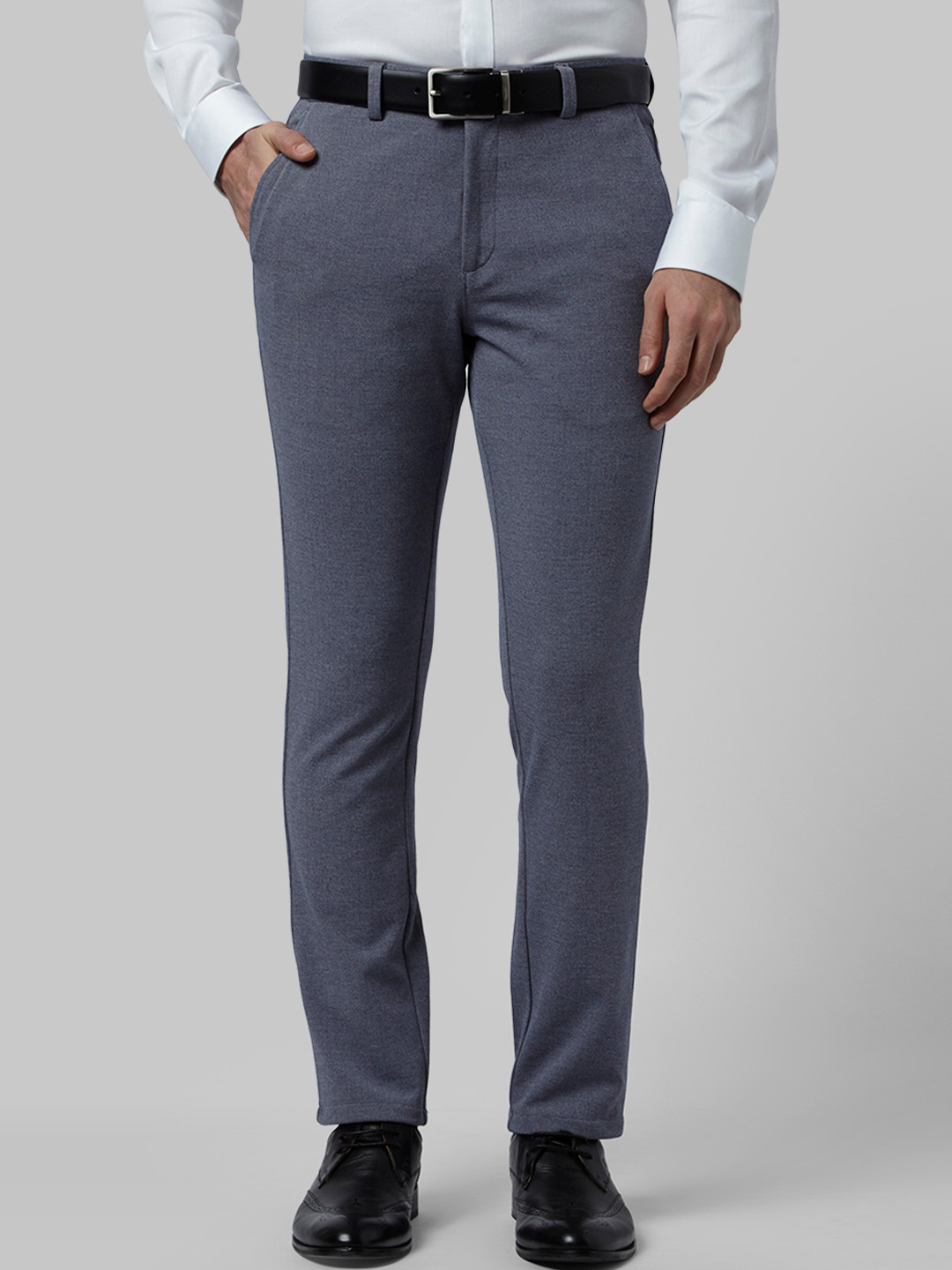 Buy Park Avenue Men Grey Regular Fit Solid Formal Trousers - Trousers ...