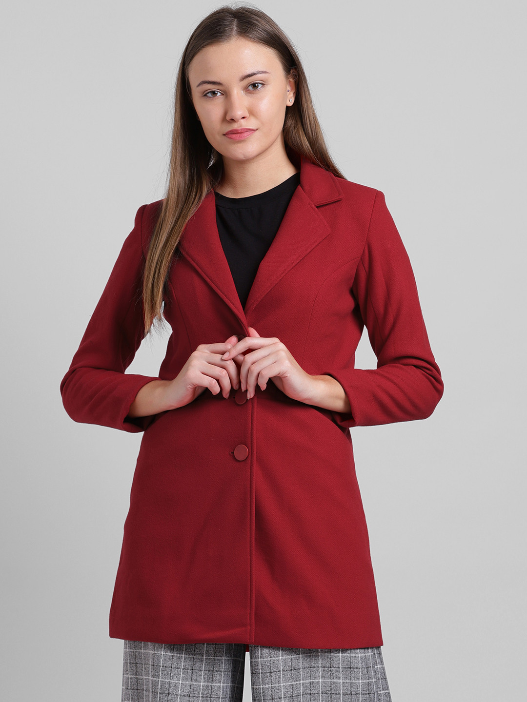 Buy Zink London Women Red Solid Tailored Jacket - Jackets for Women 8420125 | Myntra