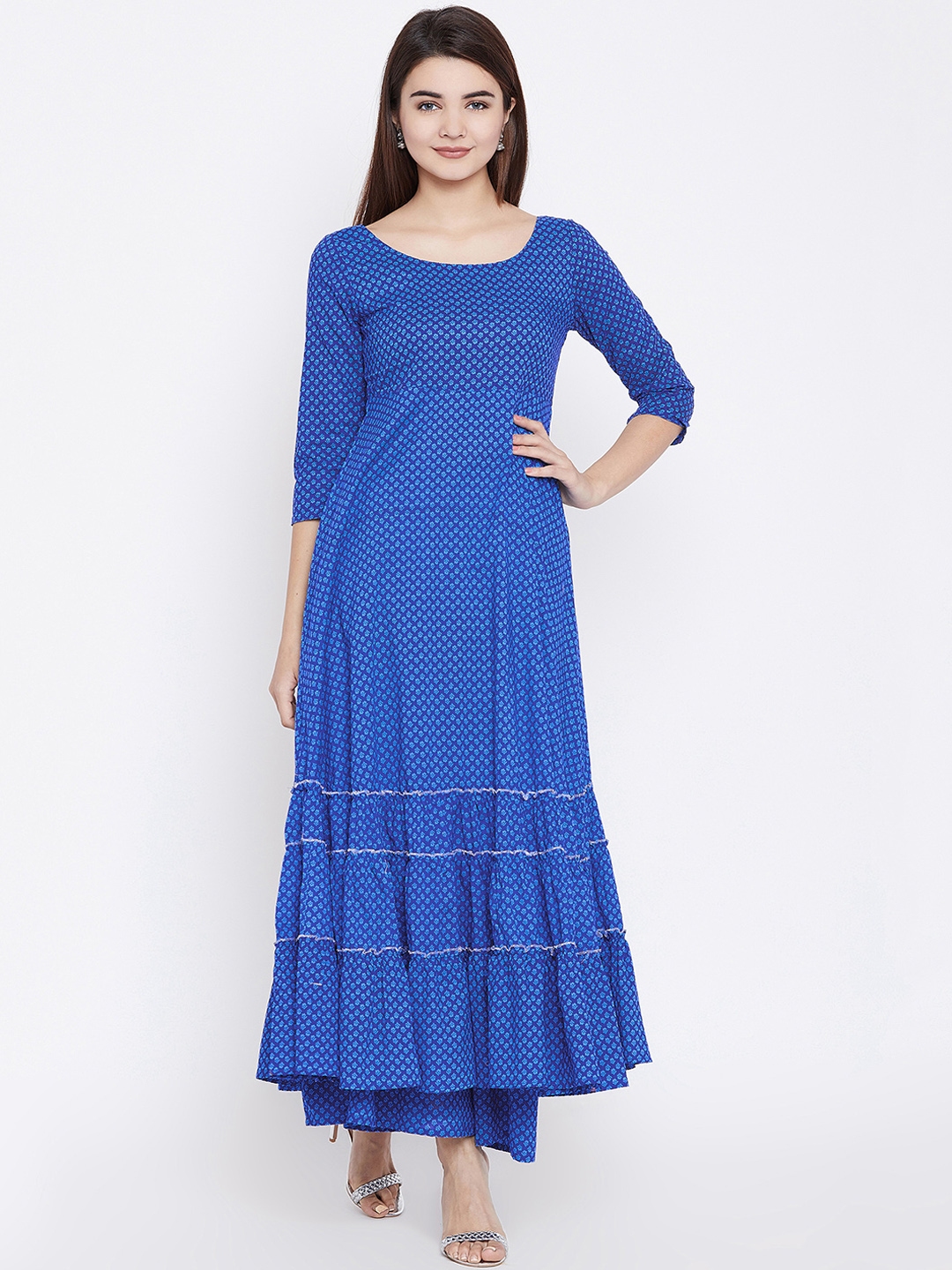 Buy Panit Women Blue Printed A Line Kurta Kurtas For Women 8438139