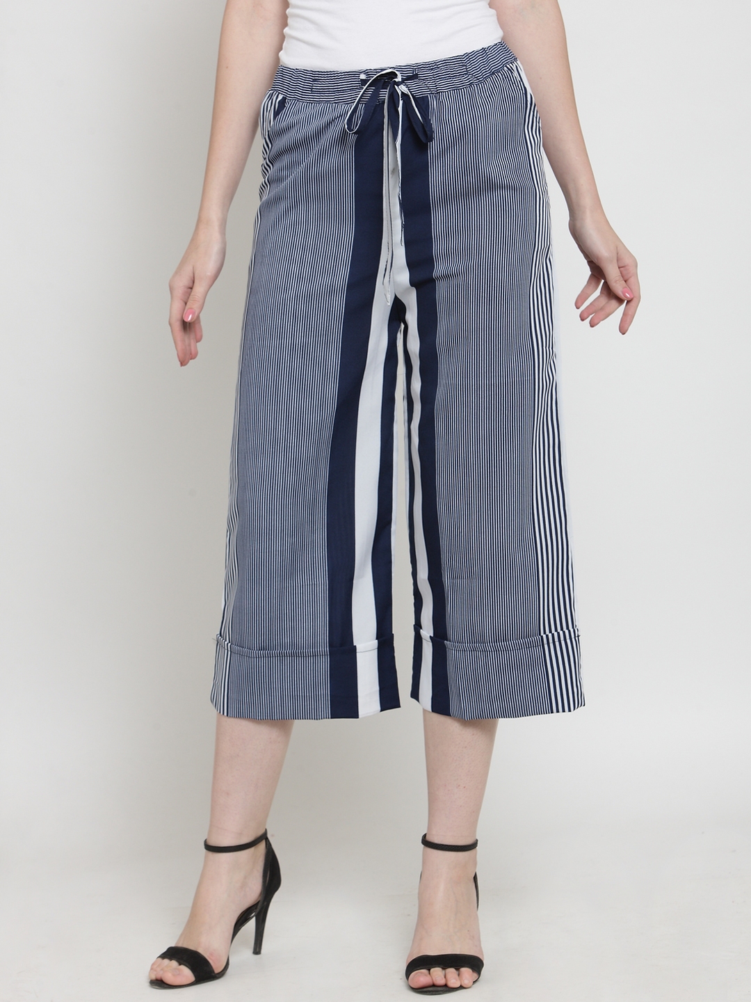 flared striped trousers