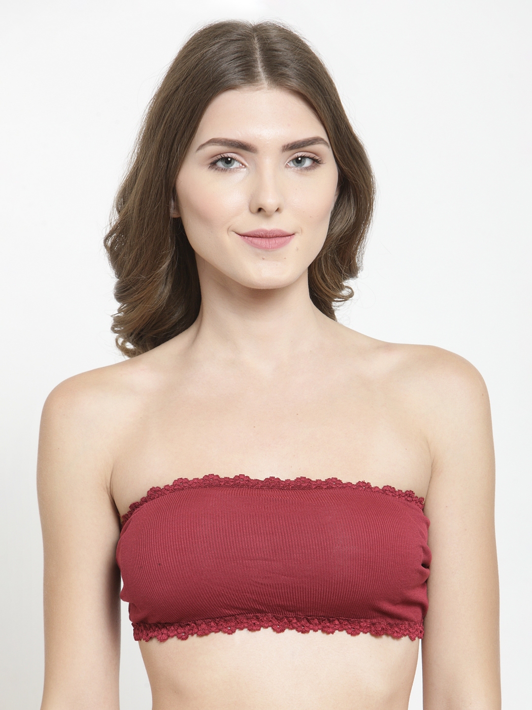 Buy PrettyCat Maroon Solid Non Wired Lightly Padded Bandeau Bra PC SB ...