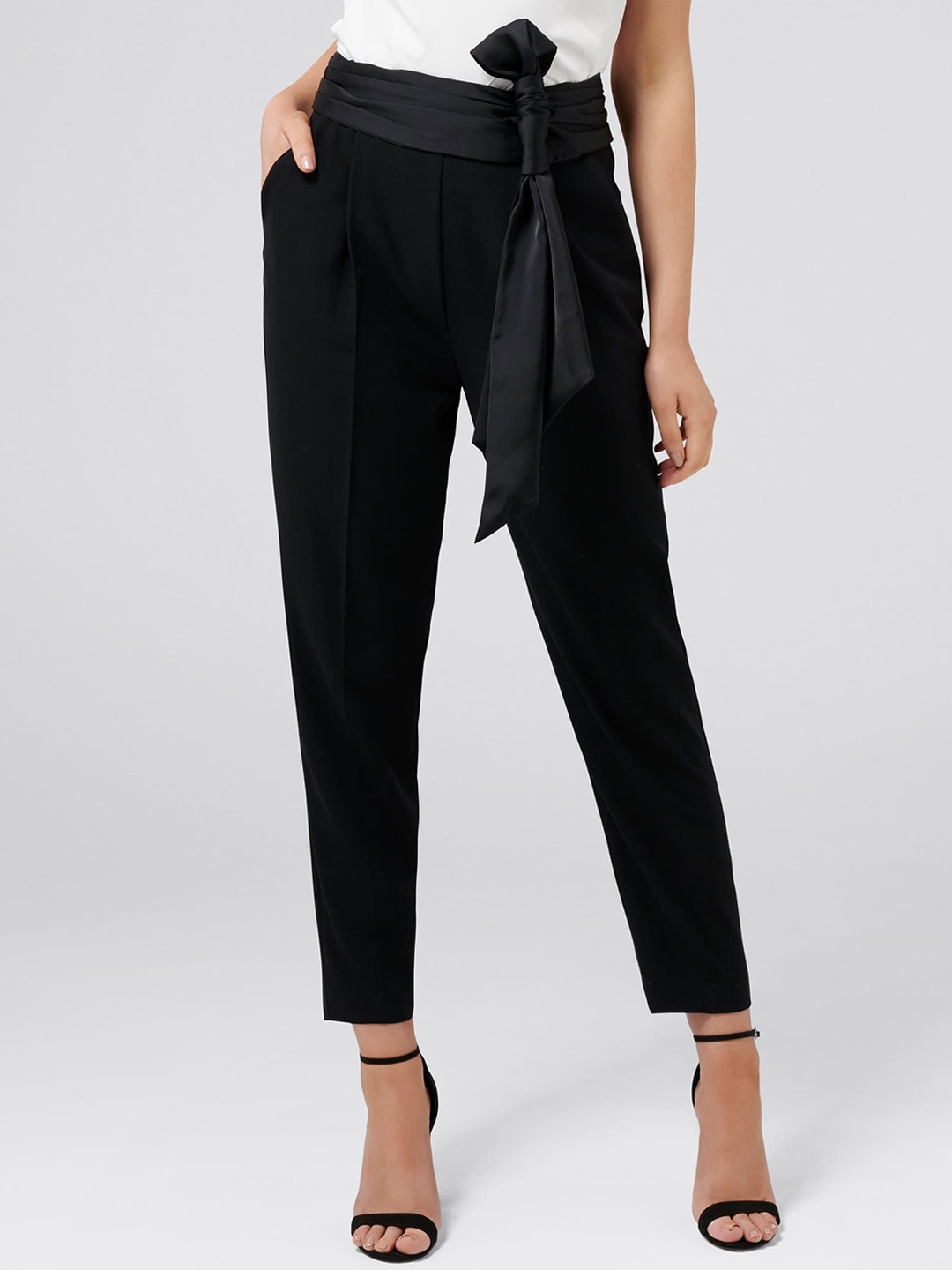 next black tapered trousers