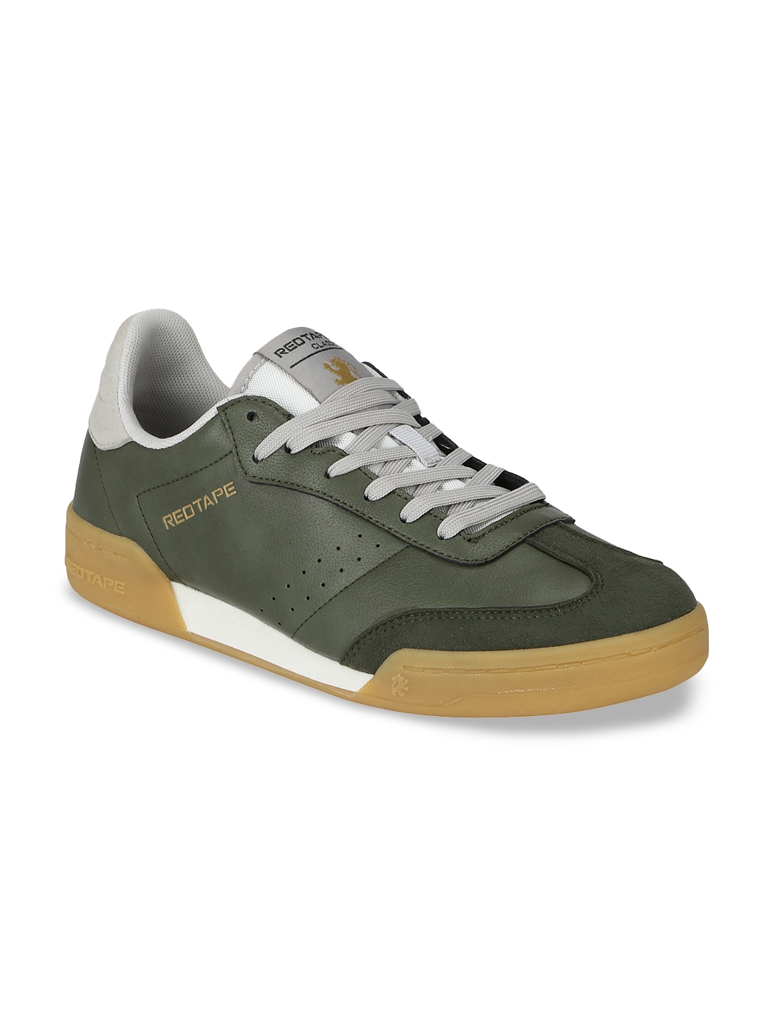 red tape men olive green mesh walking shoes