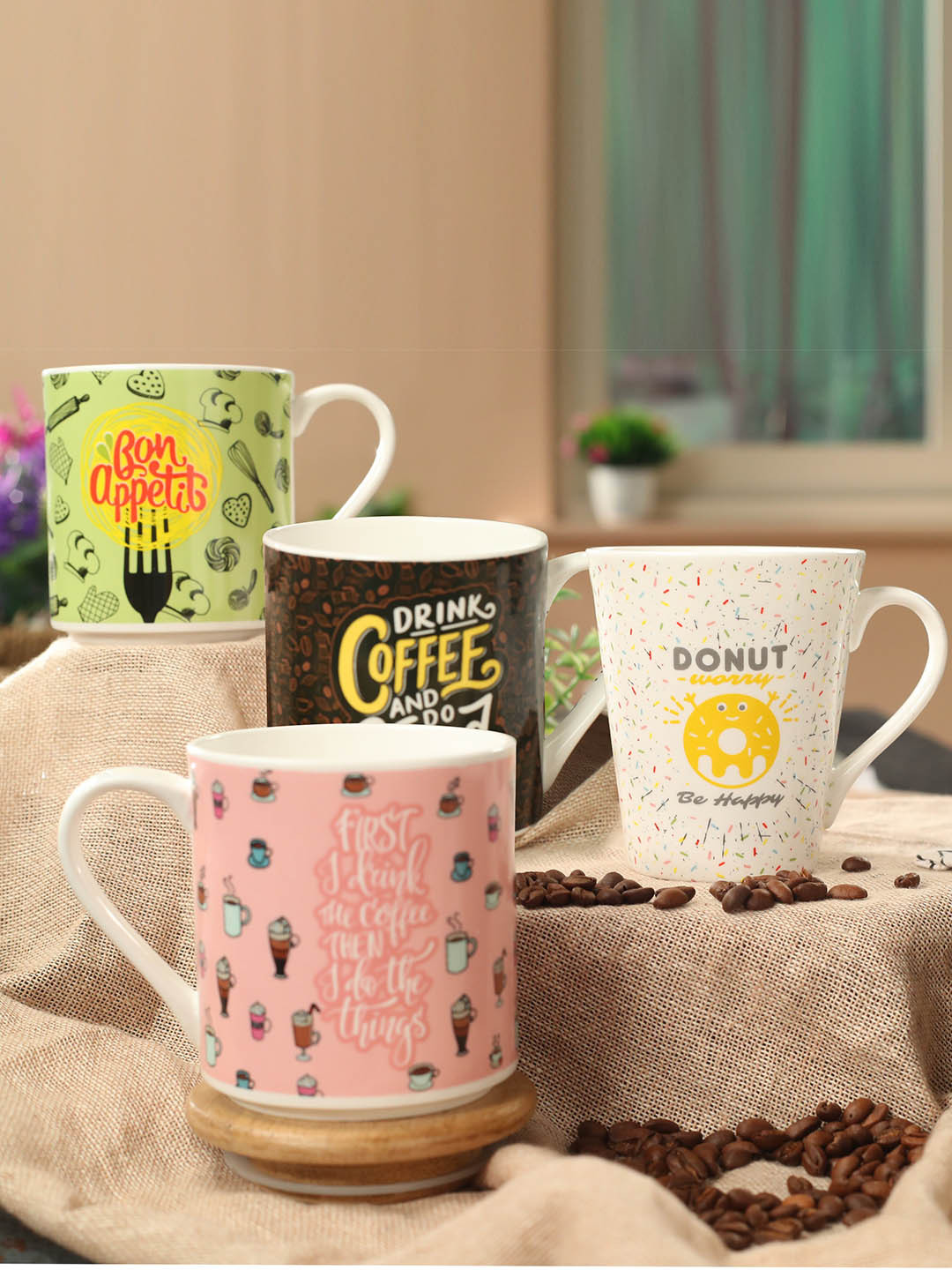 Buy CLAY CRAFT Multicoloured Set Of 4 Cups Cups And Mugs for Unisex