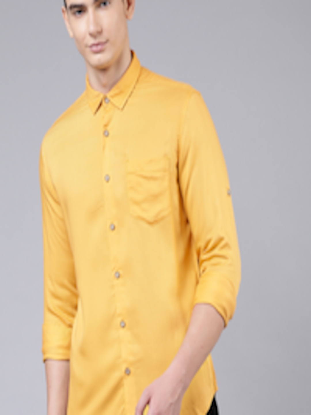 Buy LOCOMOTIVE Men Mustard Yellow Slim Fit Solid Casual Shirt - Shirts ...