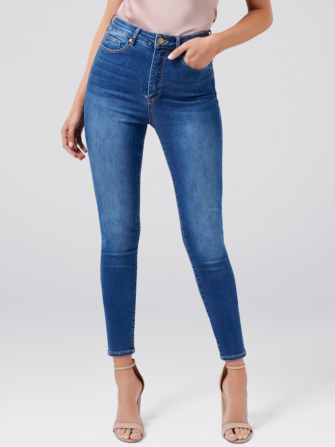 skinny fit high rise jeans for women