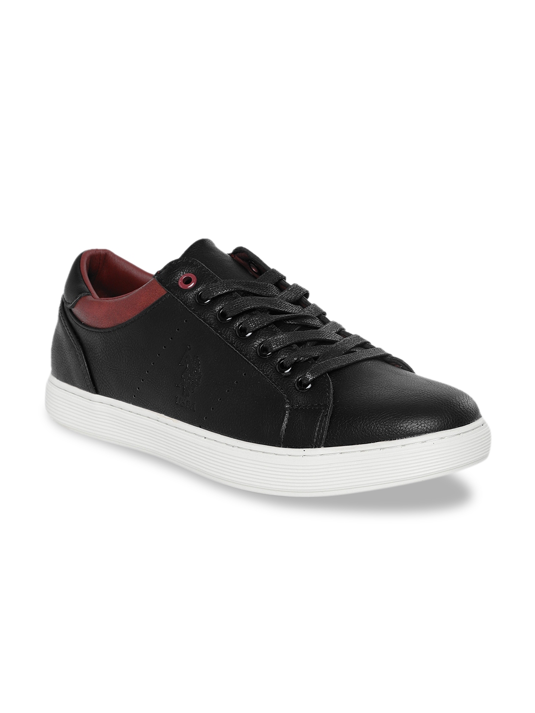 polo black leather sneakers