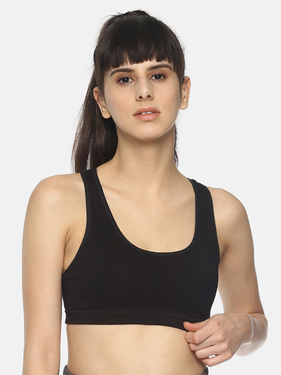 Buy Soul Space Black Solid Non Wired Non Padded Sports Bra Bra for