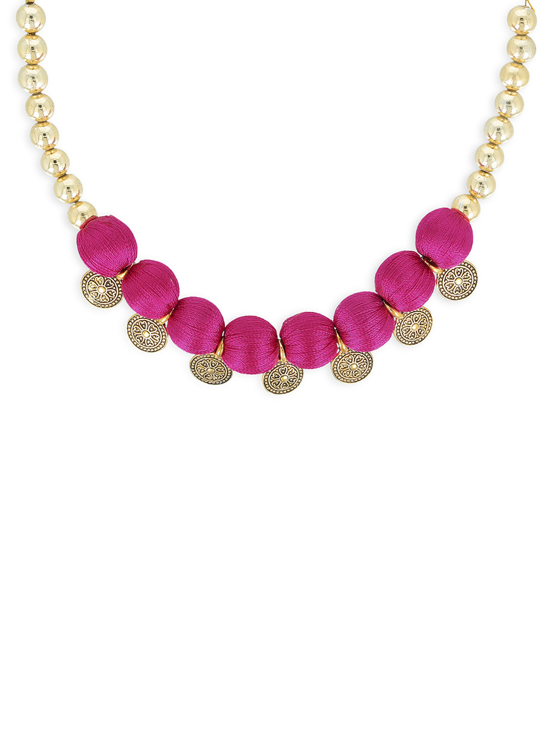 Buy AKSHARA Girls Pink & Gold Toned Synthetic Handcrafted Necklace
