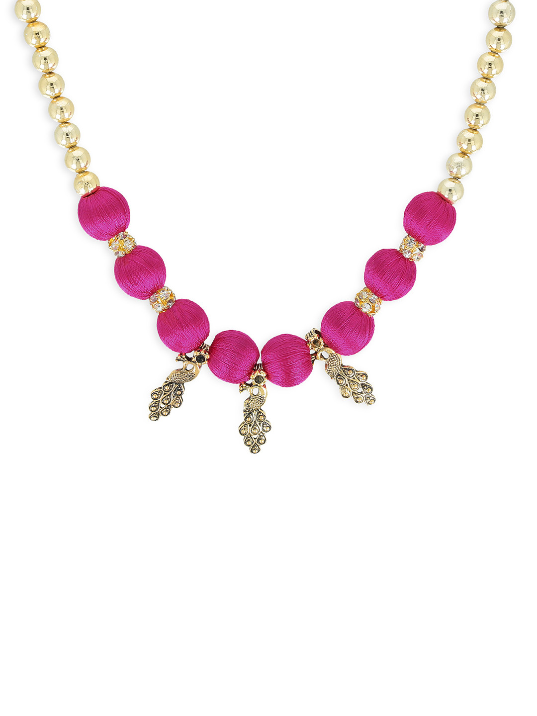 Buy AKSHARA Girls Pink & Gold Toned Synthetic Handcrafted Necklace