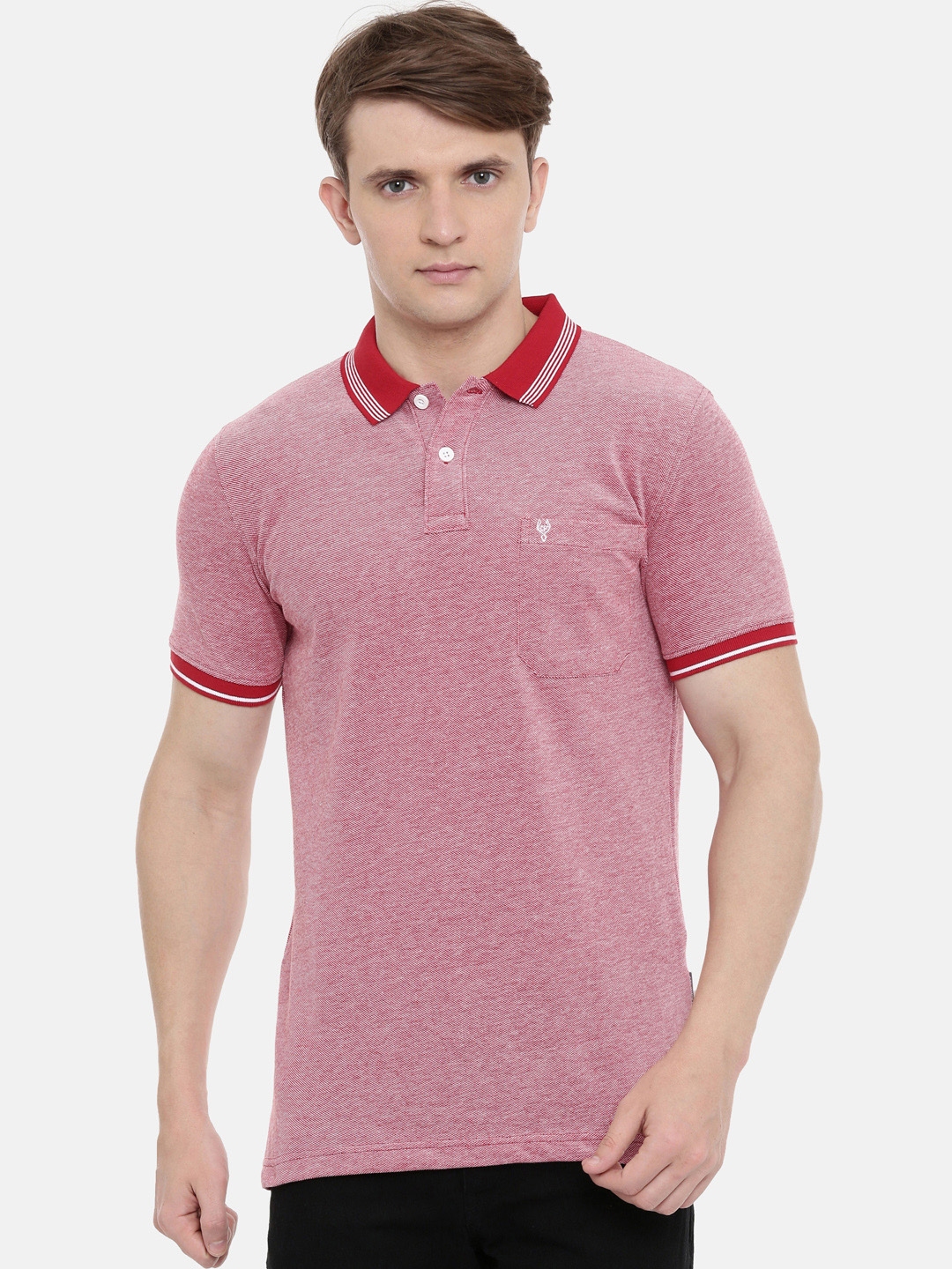 Buy Classic Polo Men Maroon Self Design Polo Collar T Shirt - Tshirts ...
