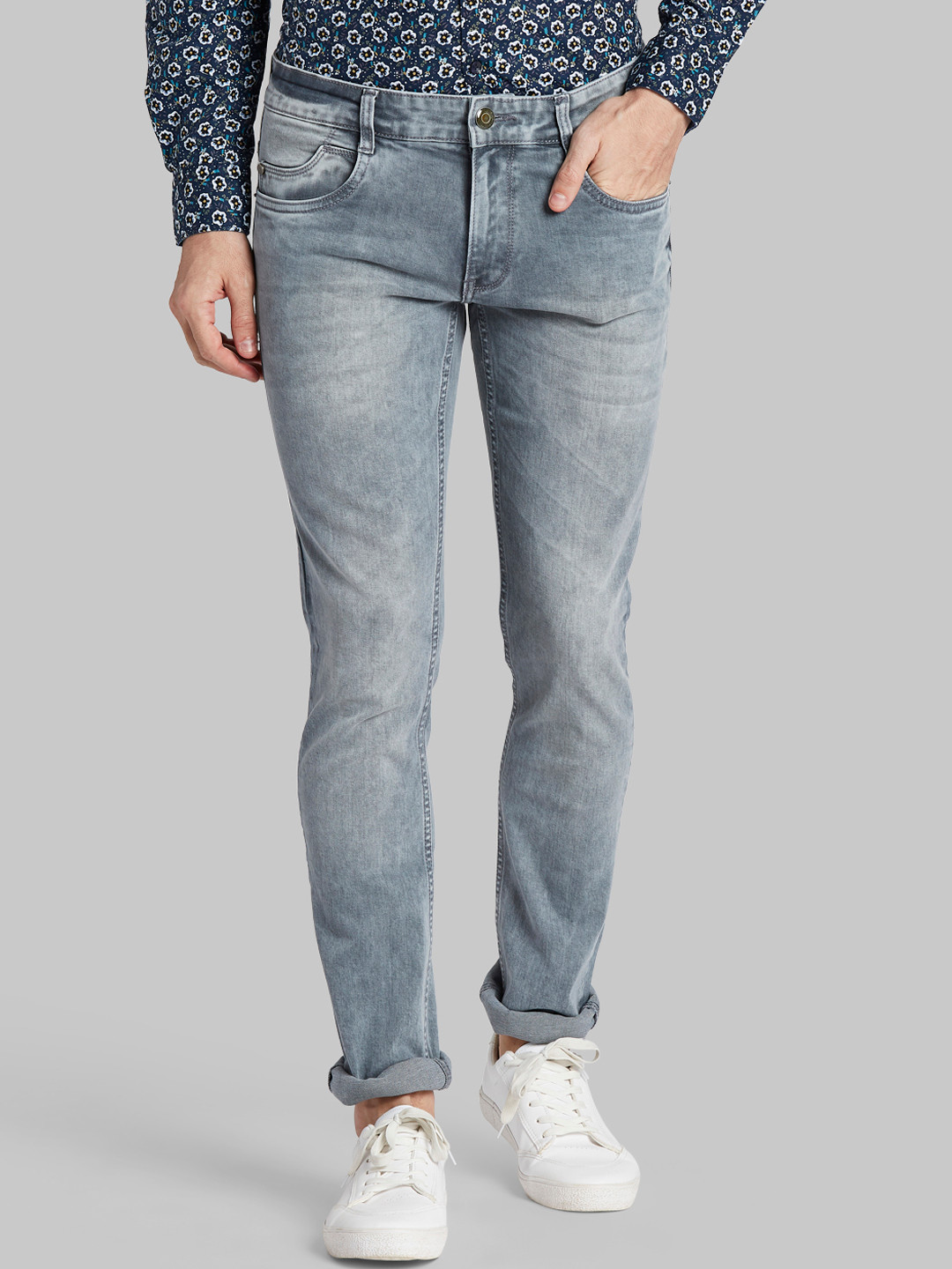 Buy Parx Men Grey Regular Fit Mid Rise Clean Look Jeans - Jeans for Men ...