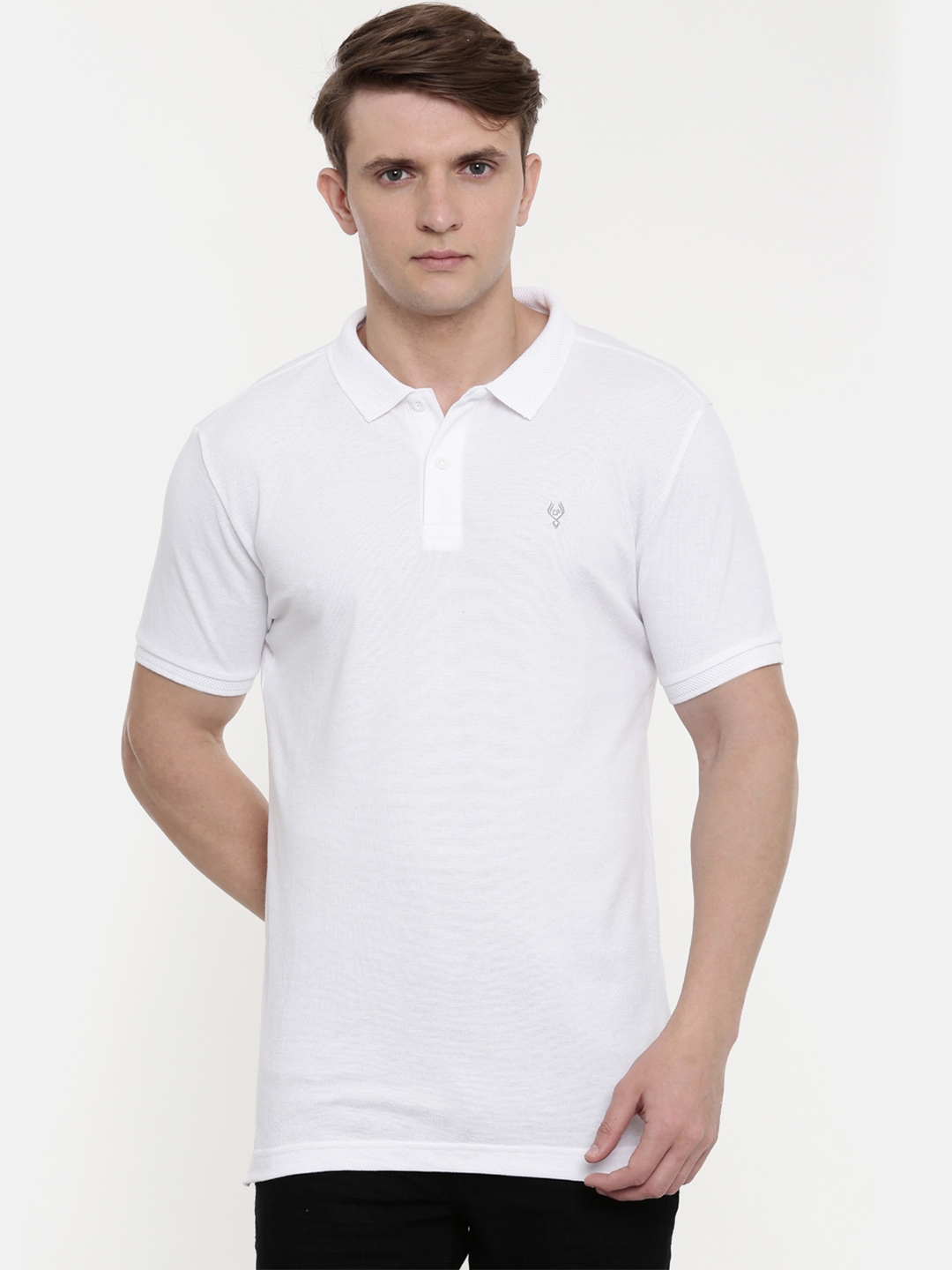 Buy Classic Polo Men White Solid Polo Collar T Shirt - Tshirts for Men ...