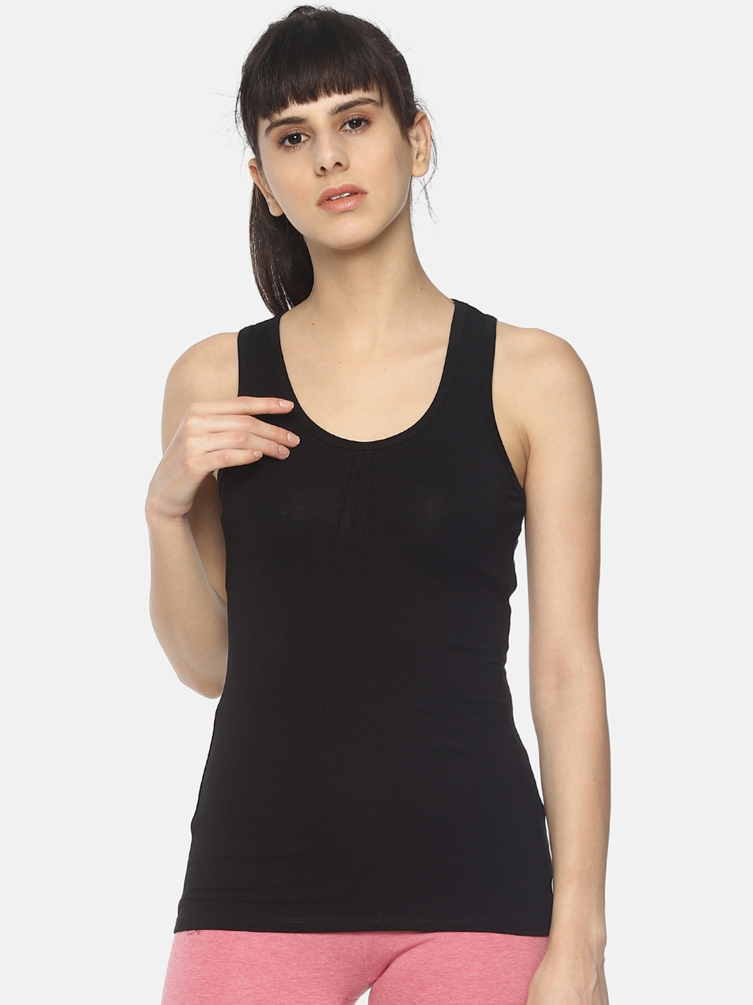Buy Soul Space Women Black Solid Tank Pure Cotton Top - Tops for Women ...