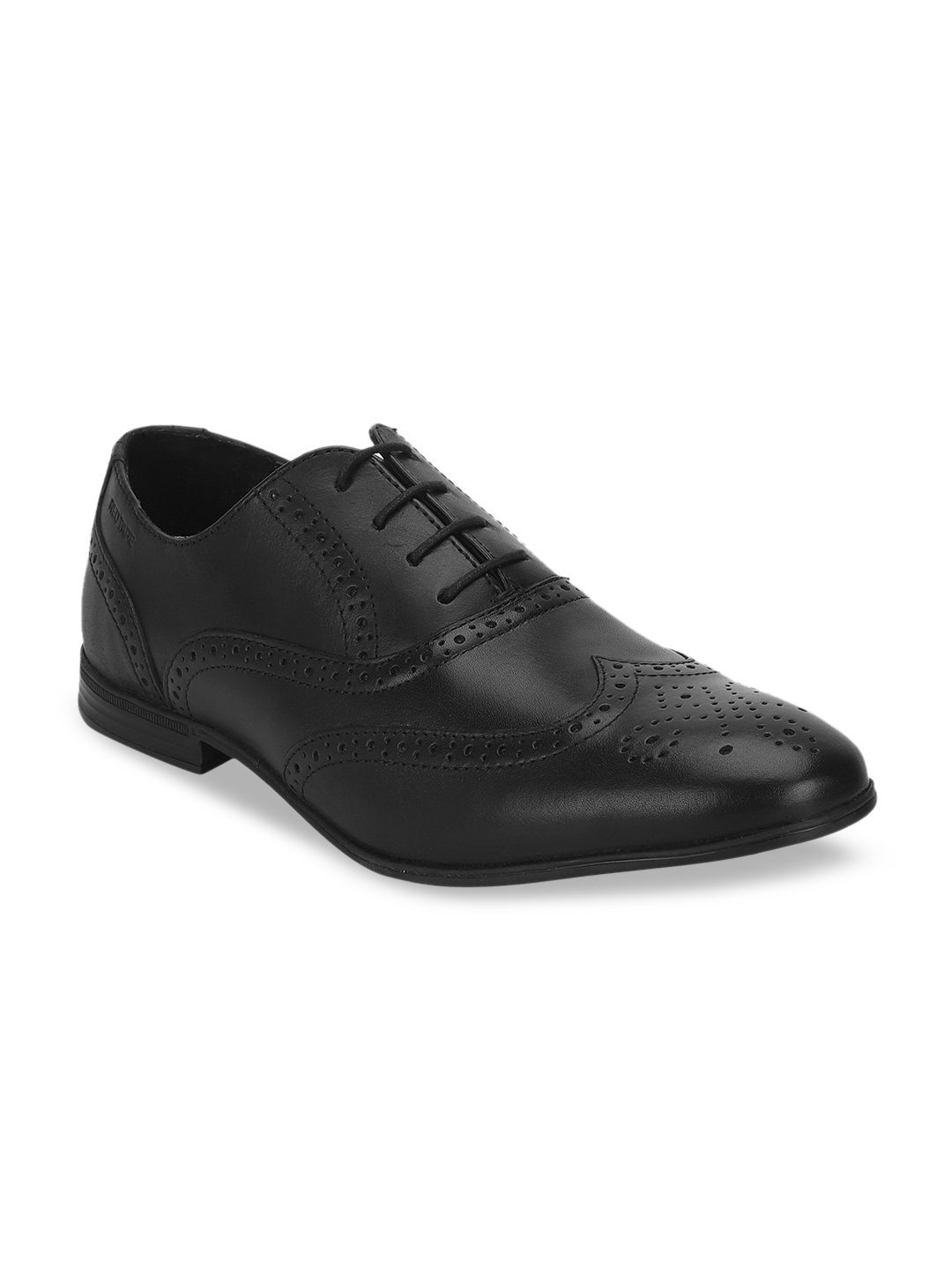 red tape mens black leather formal shoes