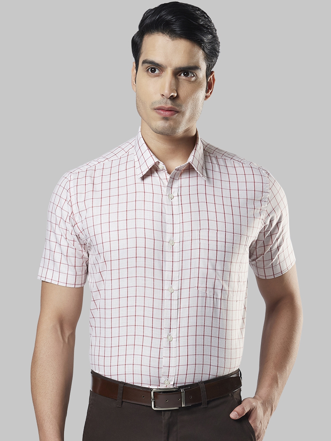 Buy Next Look Men Red & White Regular Fit Checked Formal Shirt - Shirts ...