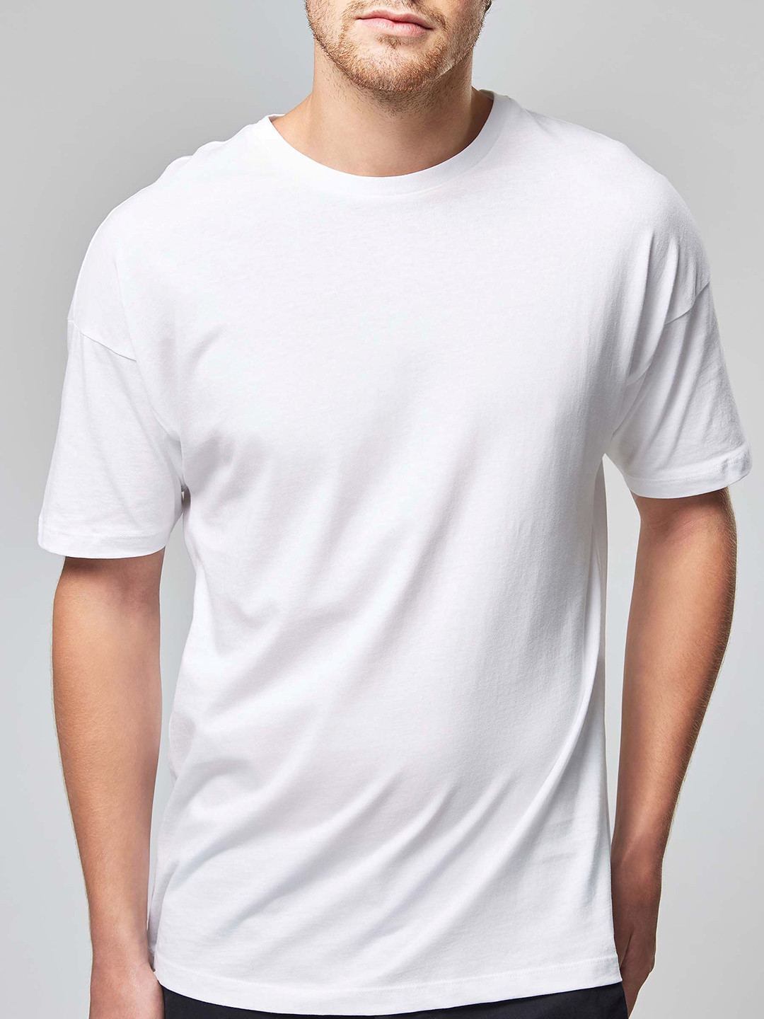 Buy Next Men White Solid Round Neck Pure Cotton T Shirt Tshirts for