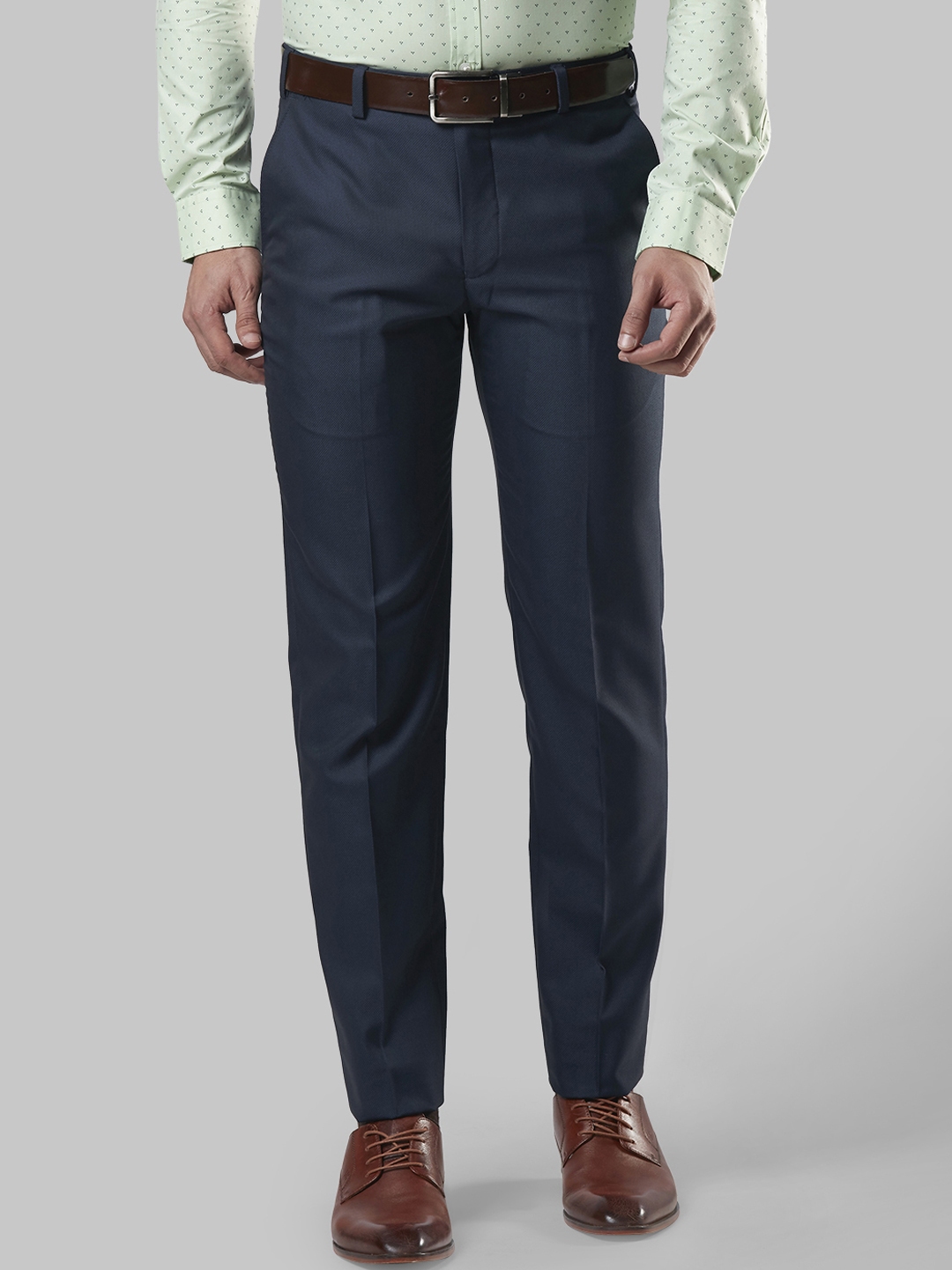 Buy Next Look Men Navy Blue Slim Fit Solid Formal Trousers - Trousers ...