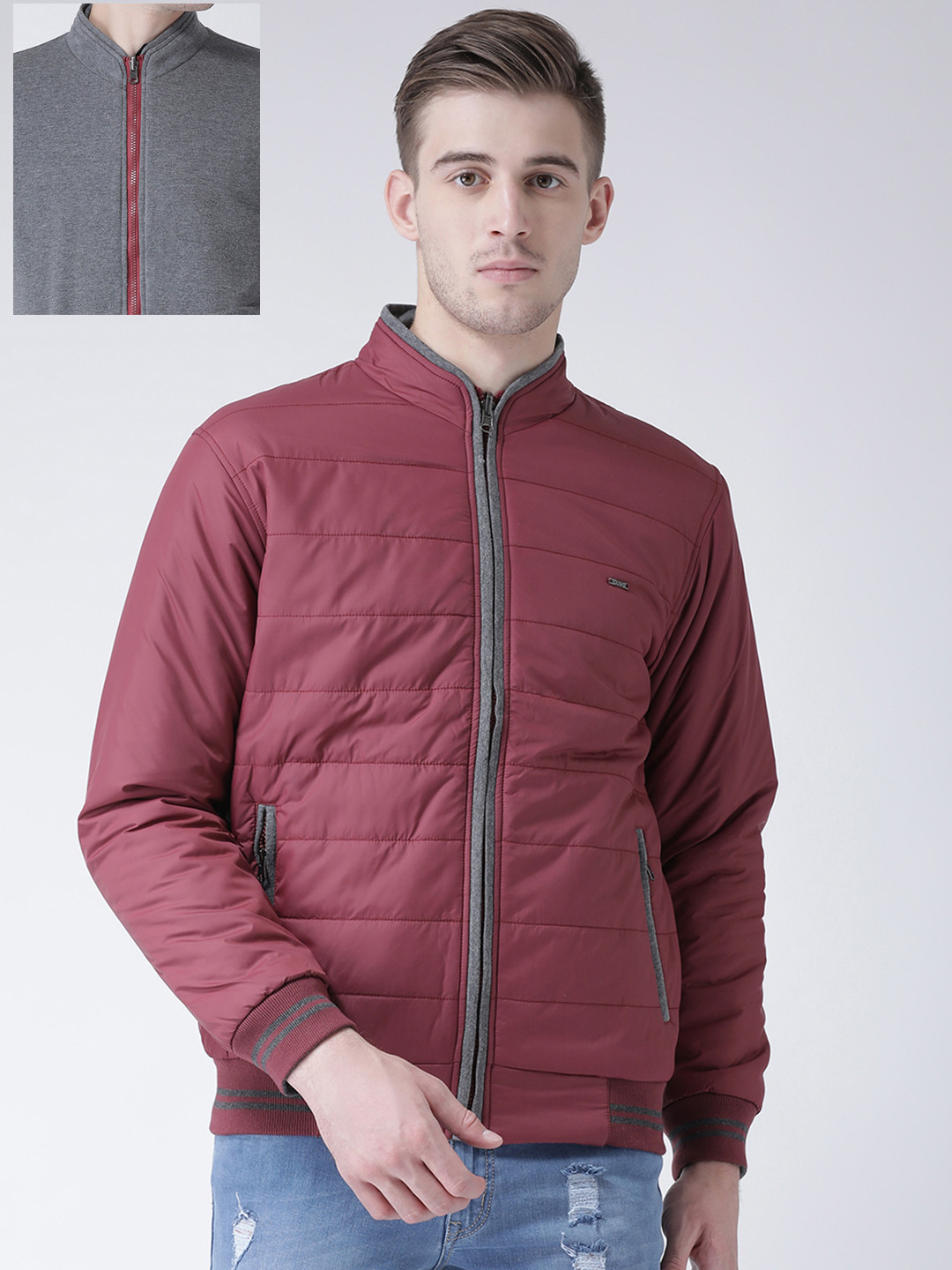 Buy COBB Men Magenta Solid Lightweight Reversible Jacket Jackets for