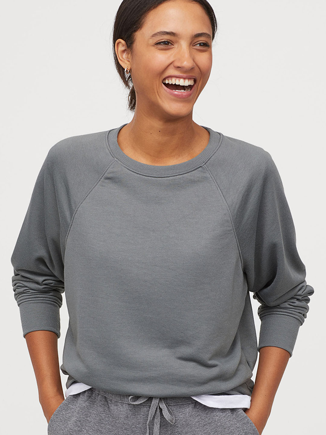 Buy H&M Women Green Solid Sweatshirt Sweatshirts for Women 10816470