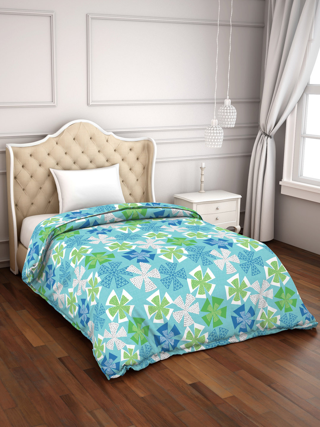 Buy Welspun Blue & Green Geometric Printed AC Room 150 GSM Reversible