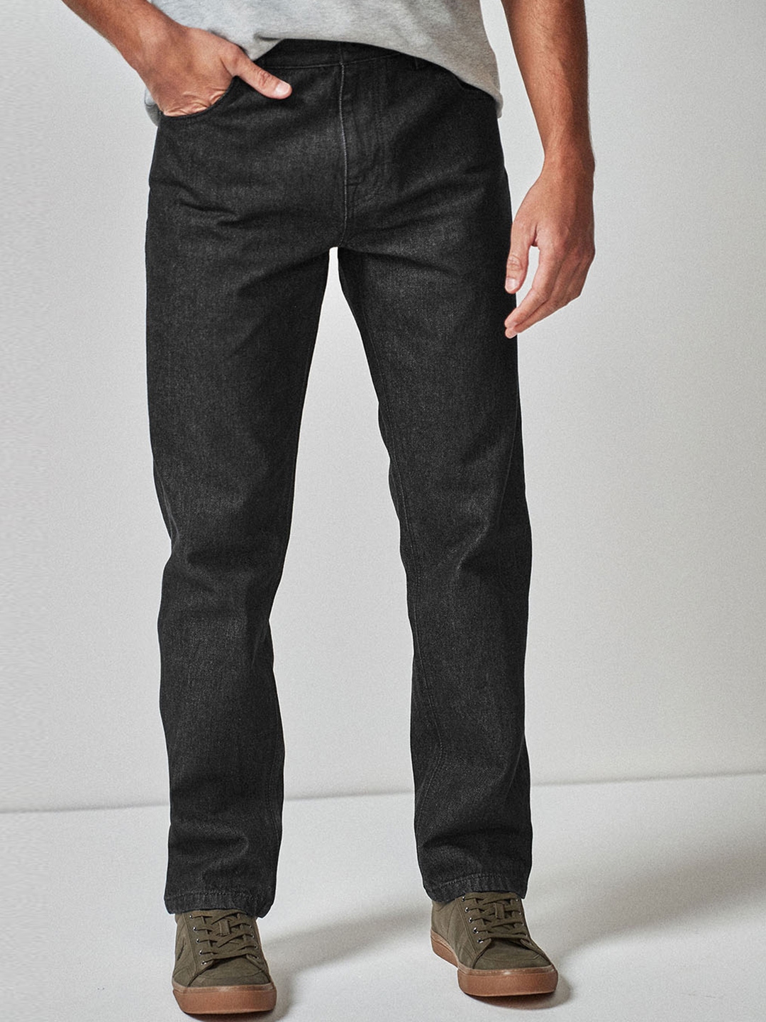 black straight fit jeans mens