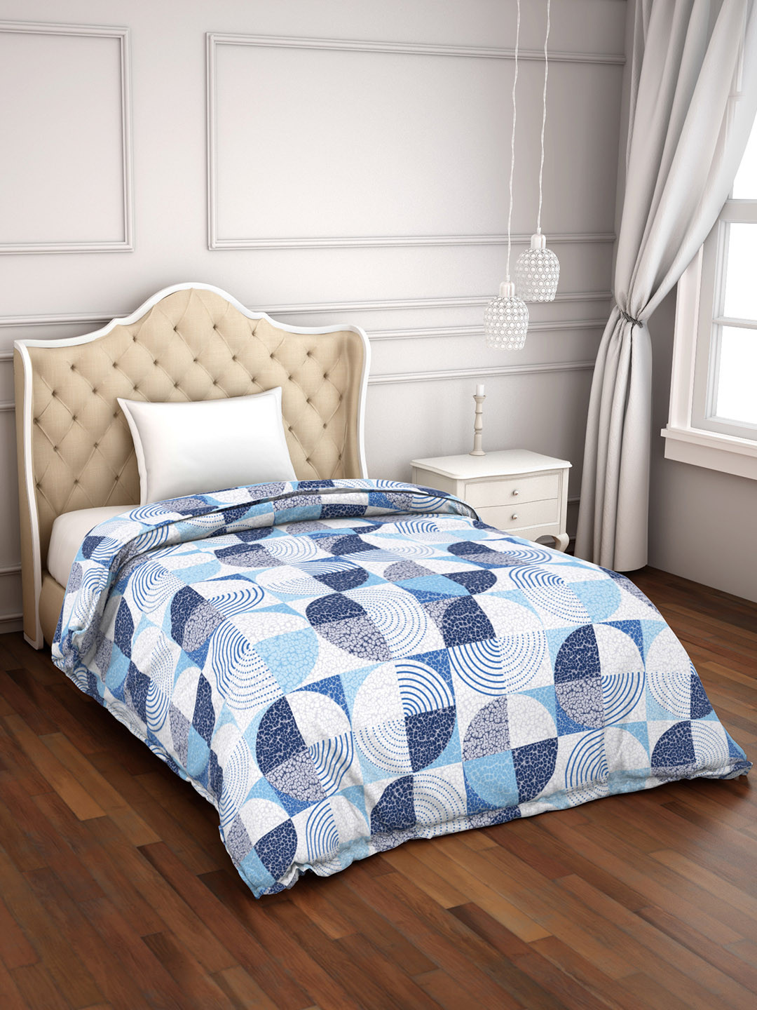 Buy Welspun Blue & Blue Abstract AC Room 150 GSM Single Bed Dohar