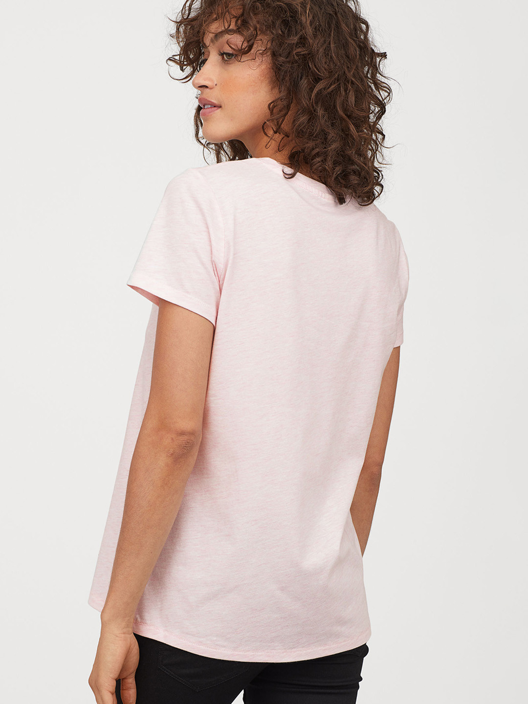 Buy H&M Women Pink & Black T Shirt With A Motif Tshirts for Women