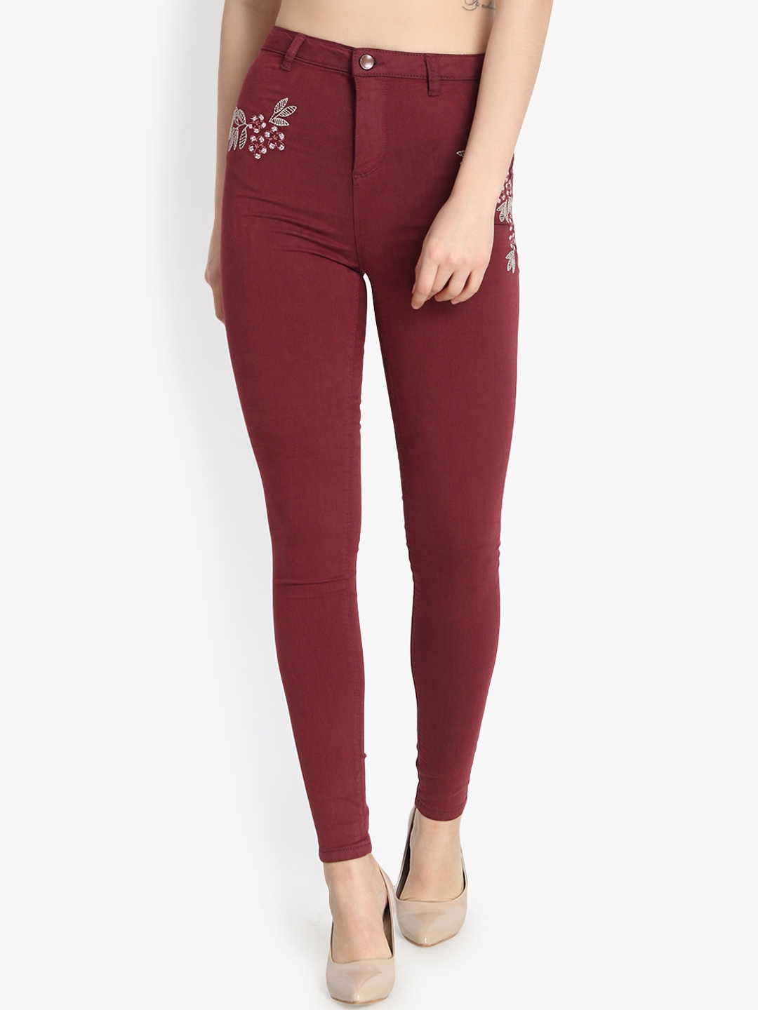 maroon skinny jeans