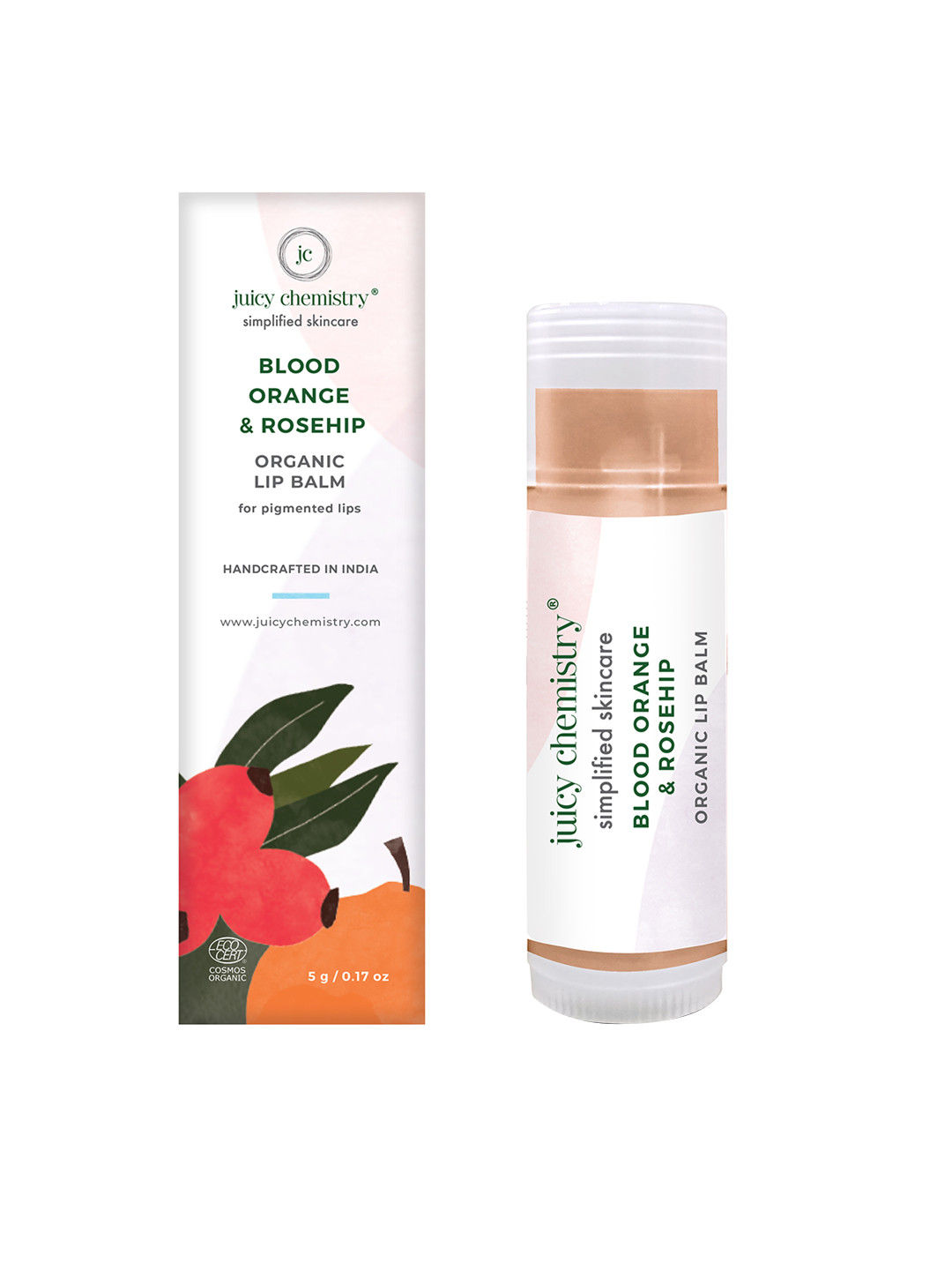 Buy Juicy Chemistry Unisex Blood Orange & Rosehip Organic Lip Balm 5 Gm