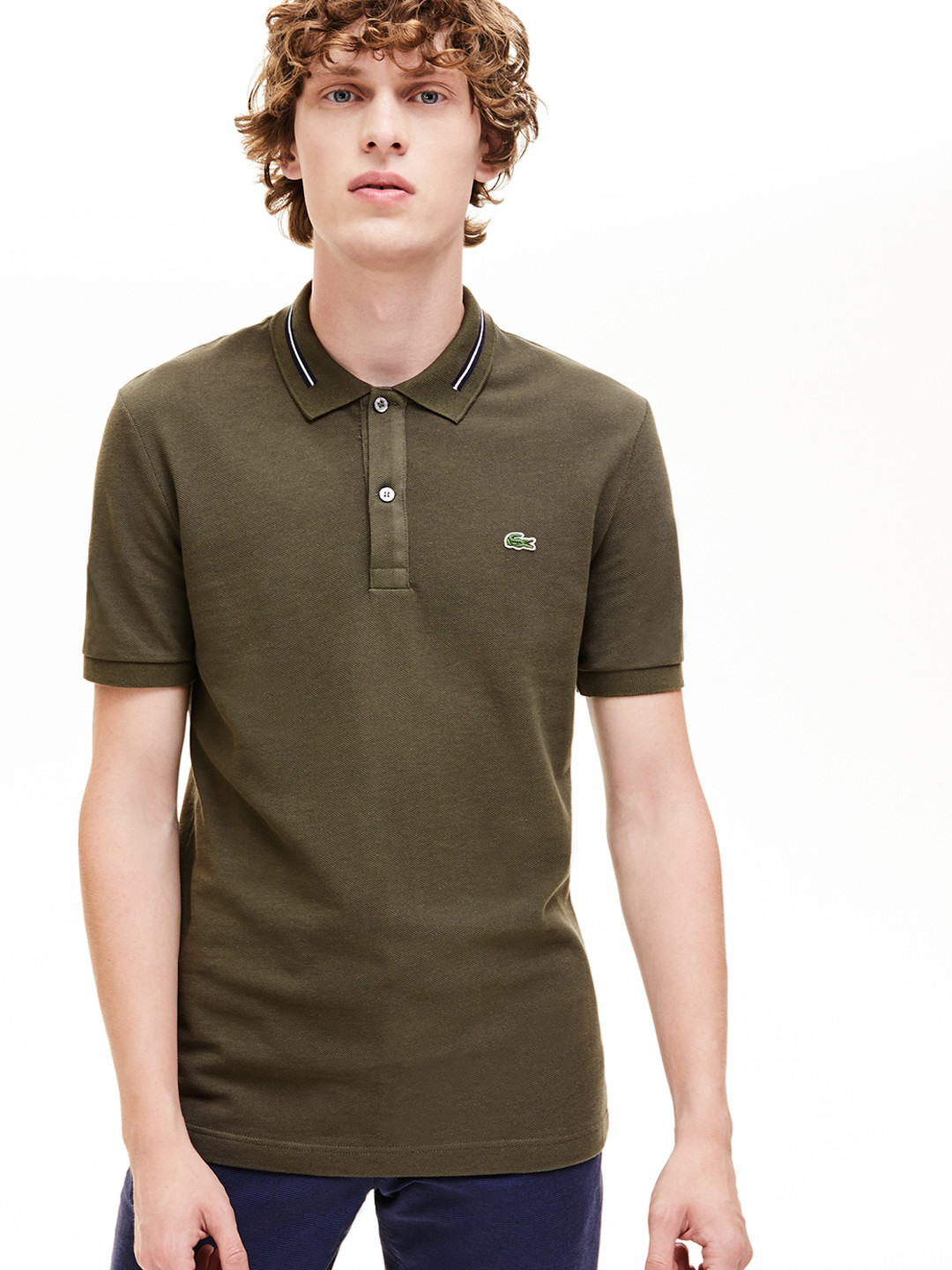 Buy Lacoste Men Olive Green Solid Polo Collar T Shirt - Tshirts for Men 10822060 | Myntra