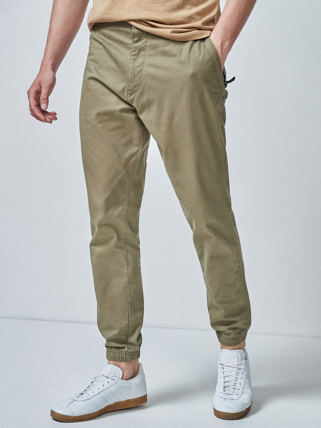 Buy Next Men Olive Green Slim Fit Solid Joggers Trousers for Men