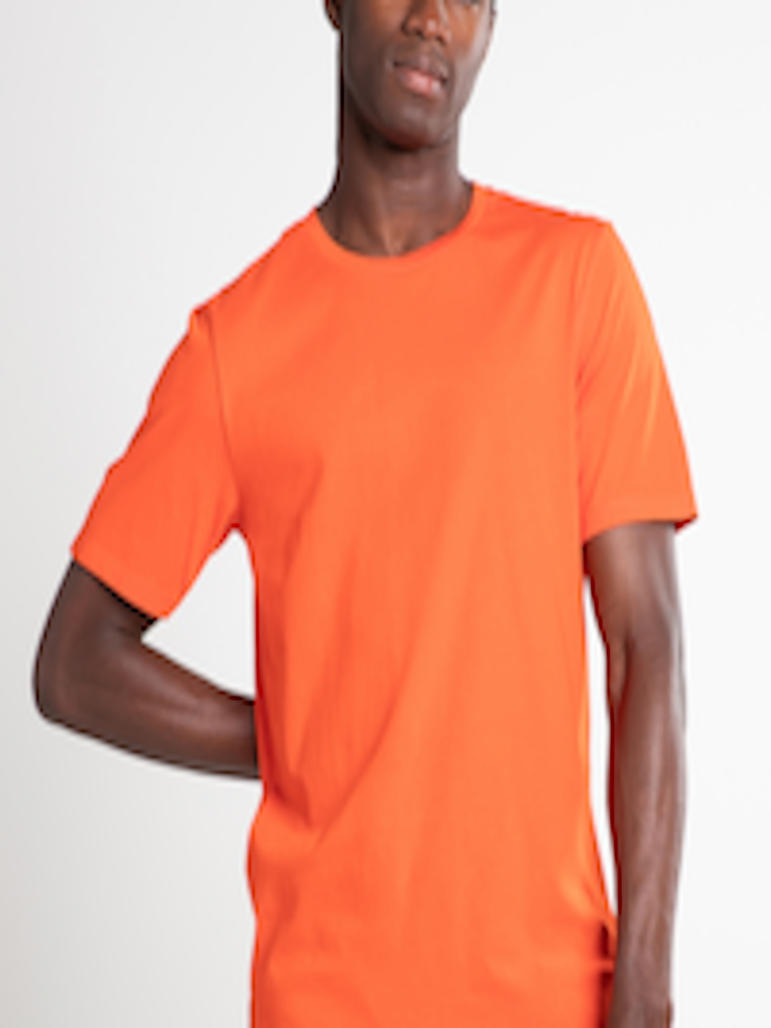 Buy Next Men Orange Solid Round Neck Pure Cotton T Shirt - Tshirts for ...
