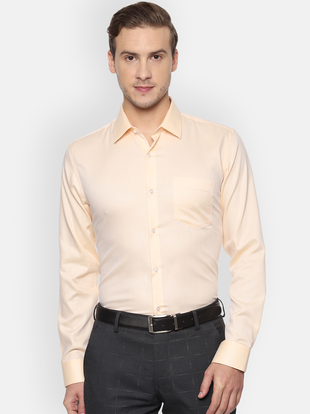Buy Van Heusen Men Yellow Slim Fit Solid Formal Shirt - Shirts for Men ...