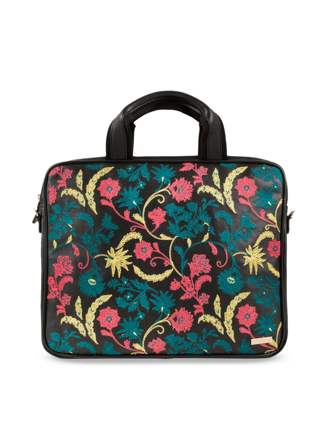Buy Chumbak Unisex Black & Yellow Printed Laptop Bag Laptop Bag for