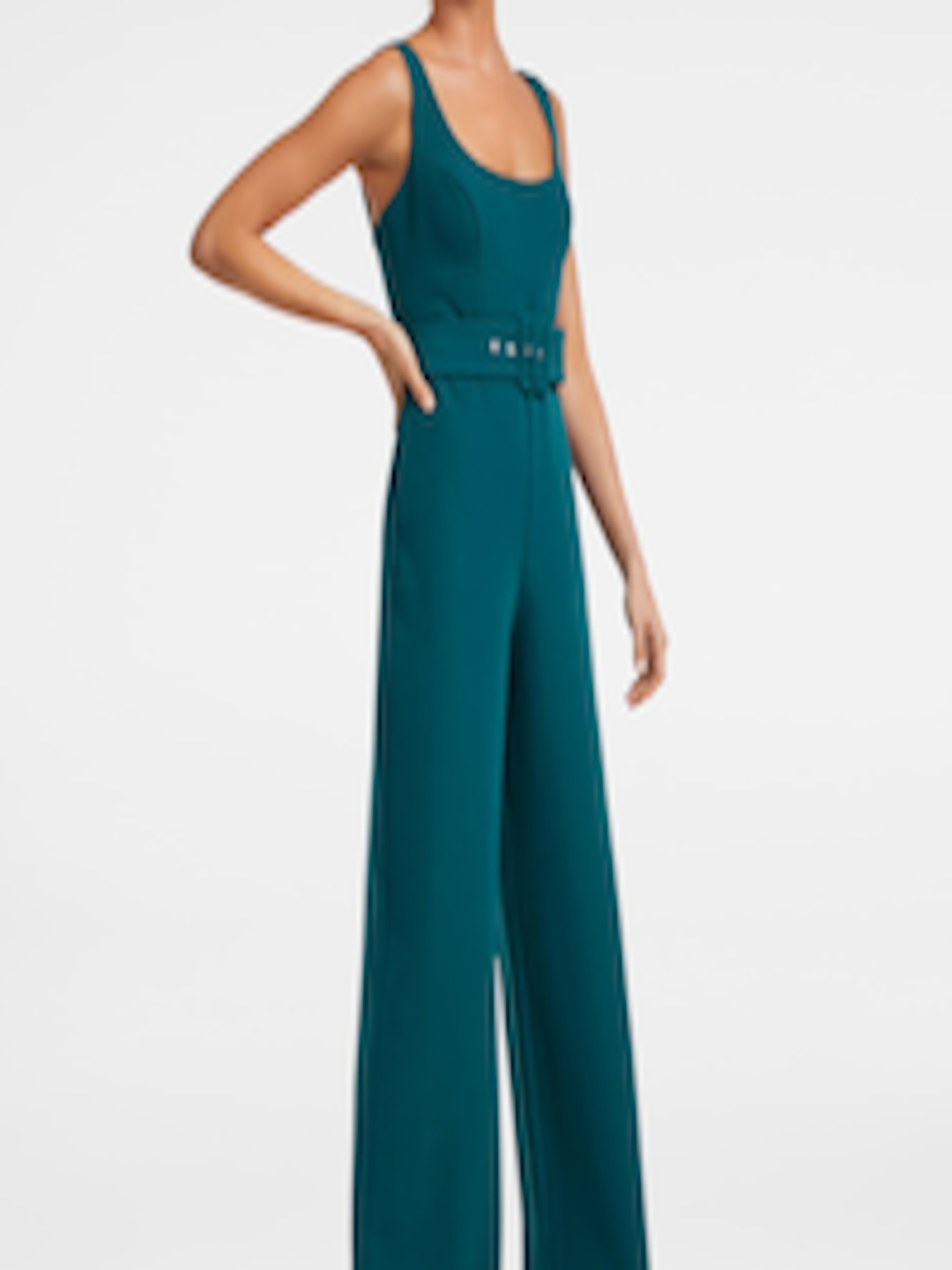 Buy Forever New Women Teal Blue Solid Basic Jumpsuit - Jumpsuit for ...