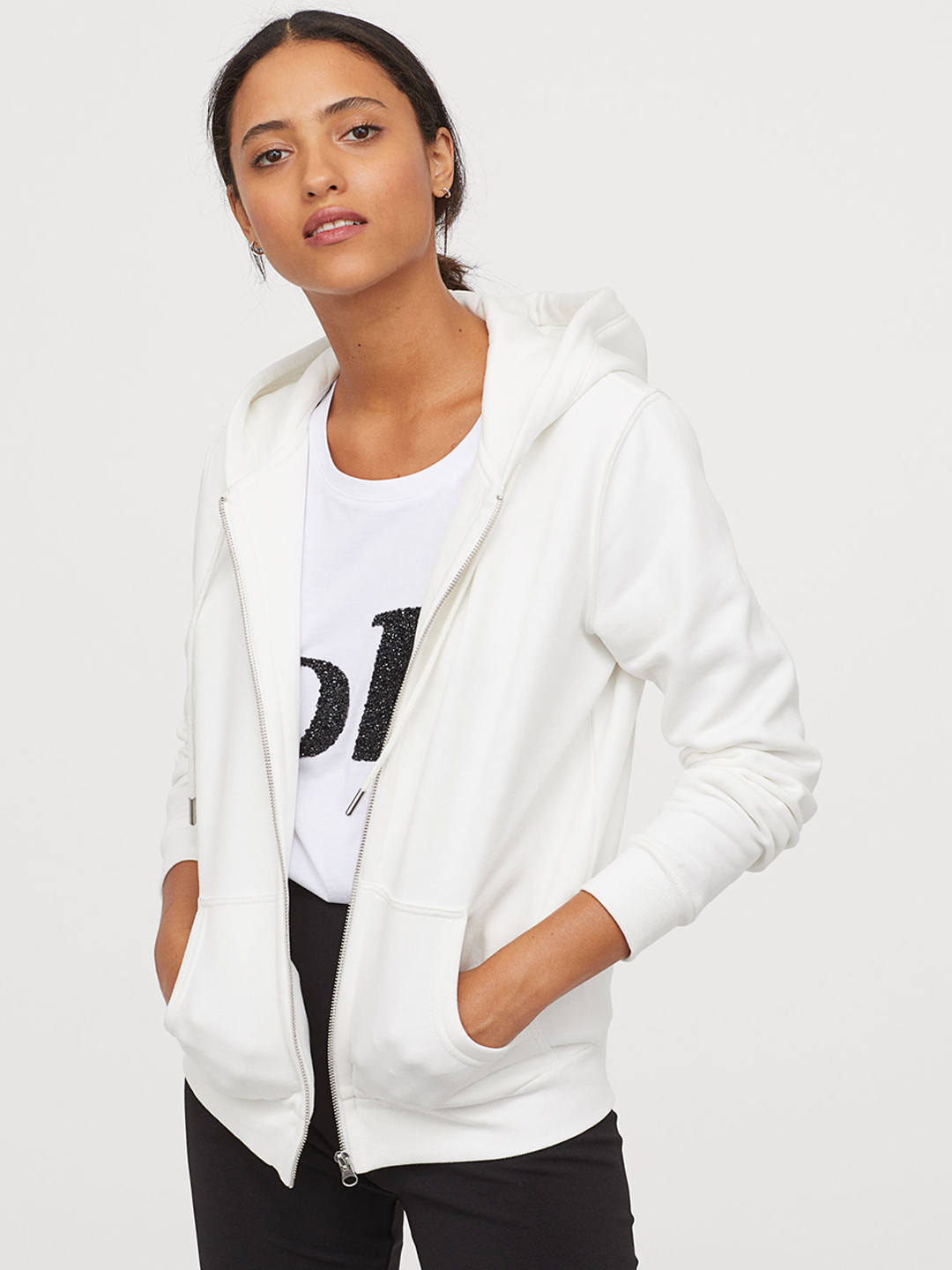 Buy H&M White Hooded Jacket Sweatshirts for Women 10844922 Myntra