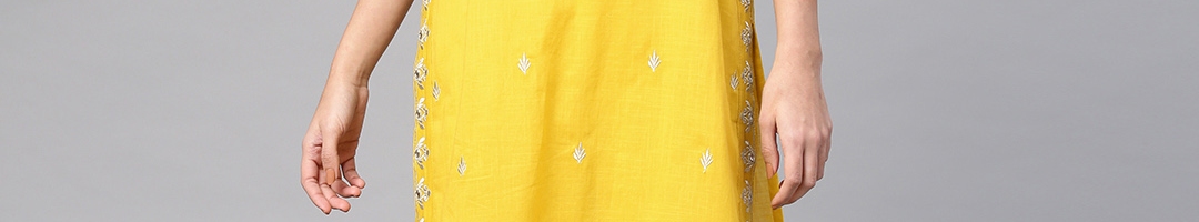 Buy Ishin Women Mustard Yellow Embroidered Kurta With Sharara - Kurta ...