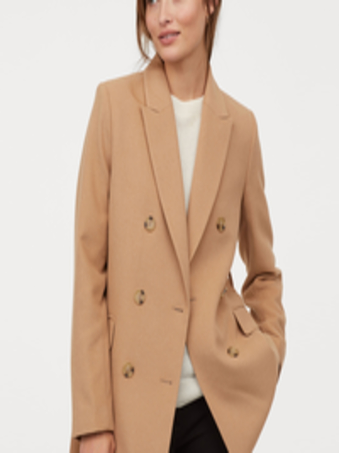 Buy H&M Beige Double Breasted Jacket - Blazers for Women 10844682 | Myntra