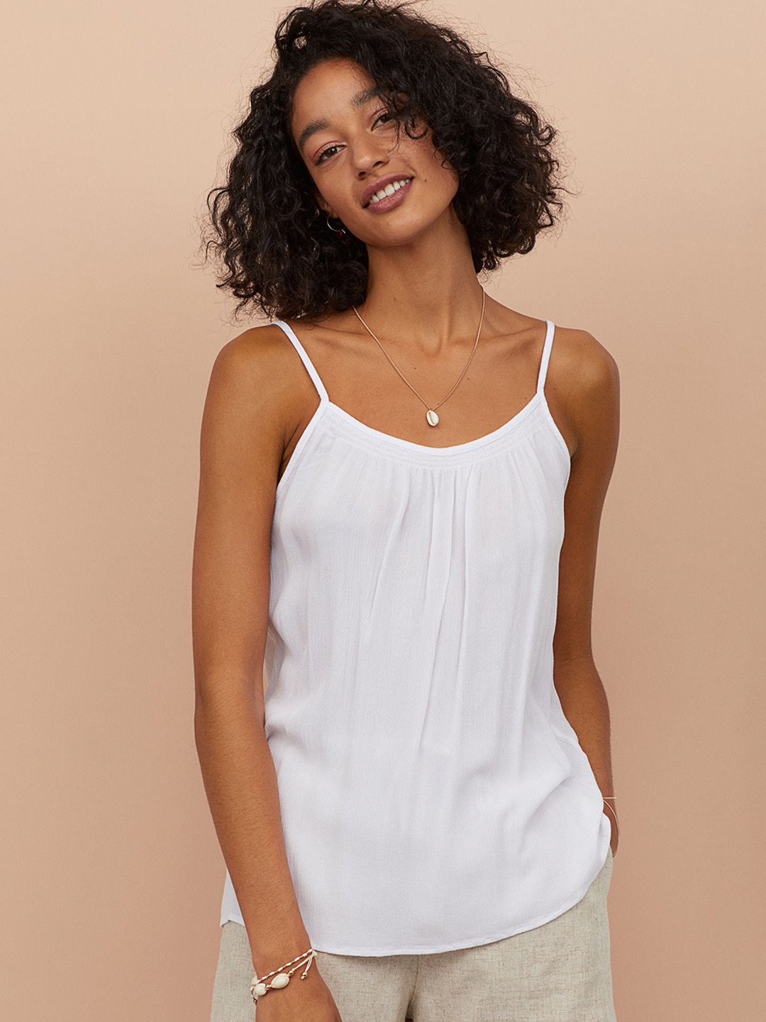 Buy H&M Women White Crinkled Strappy Top Tops for Women 10844826 Myntra