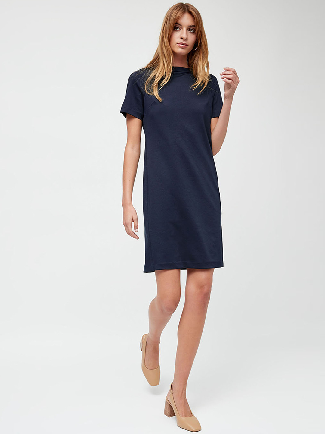 Buy Next Women Navy Blue Solid Knitted T Shirt Dress Dresses for
