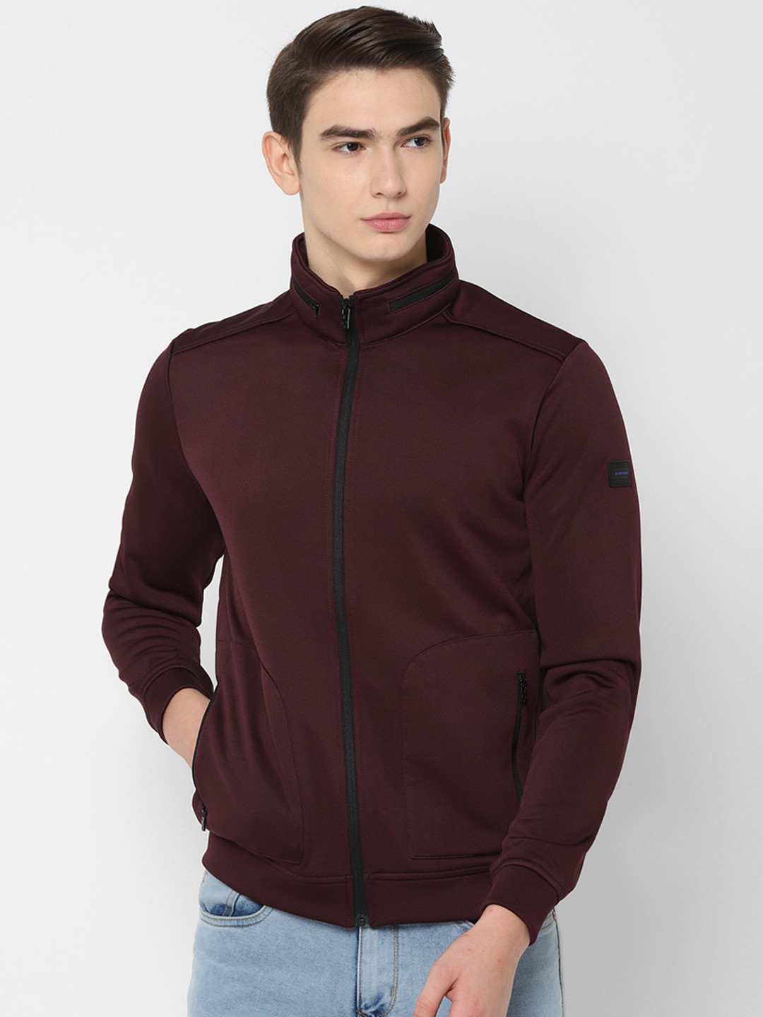 Buy Allen Solly Men Burgundy Solid Sweatshirt - Sweatshirts for Men 10854826 | Myntra