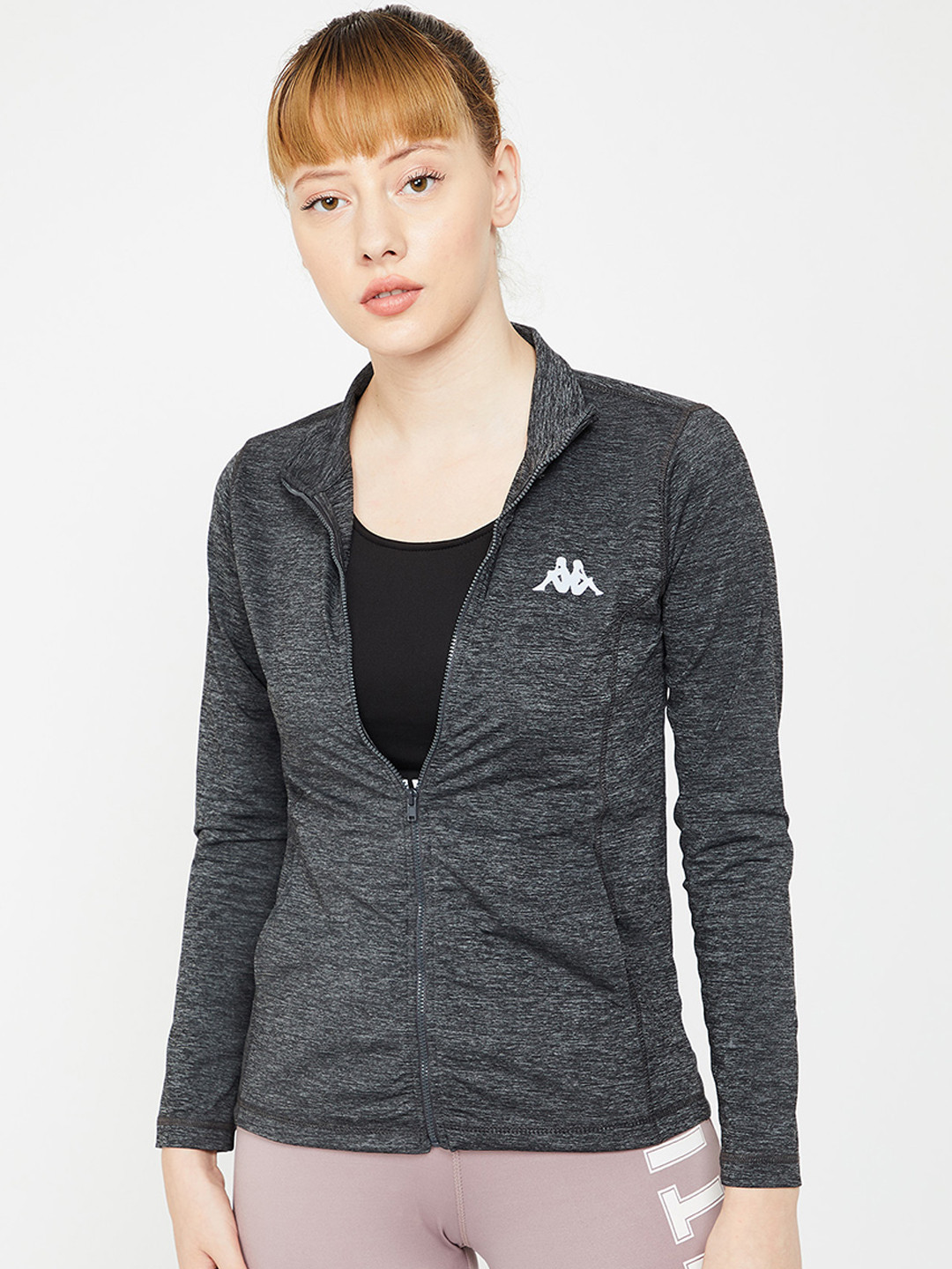 Buy Kappa Women Grey Melange Solid Jacket Jackets for Women 10845396