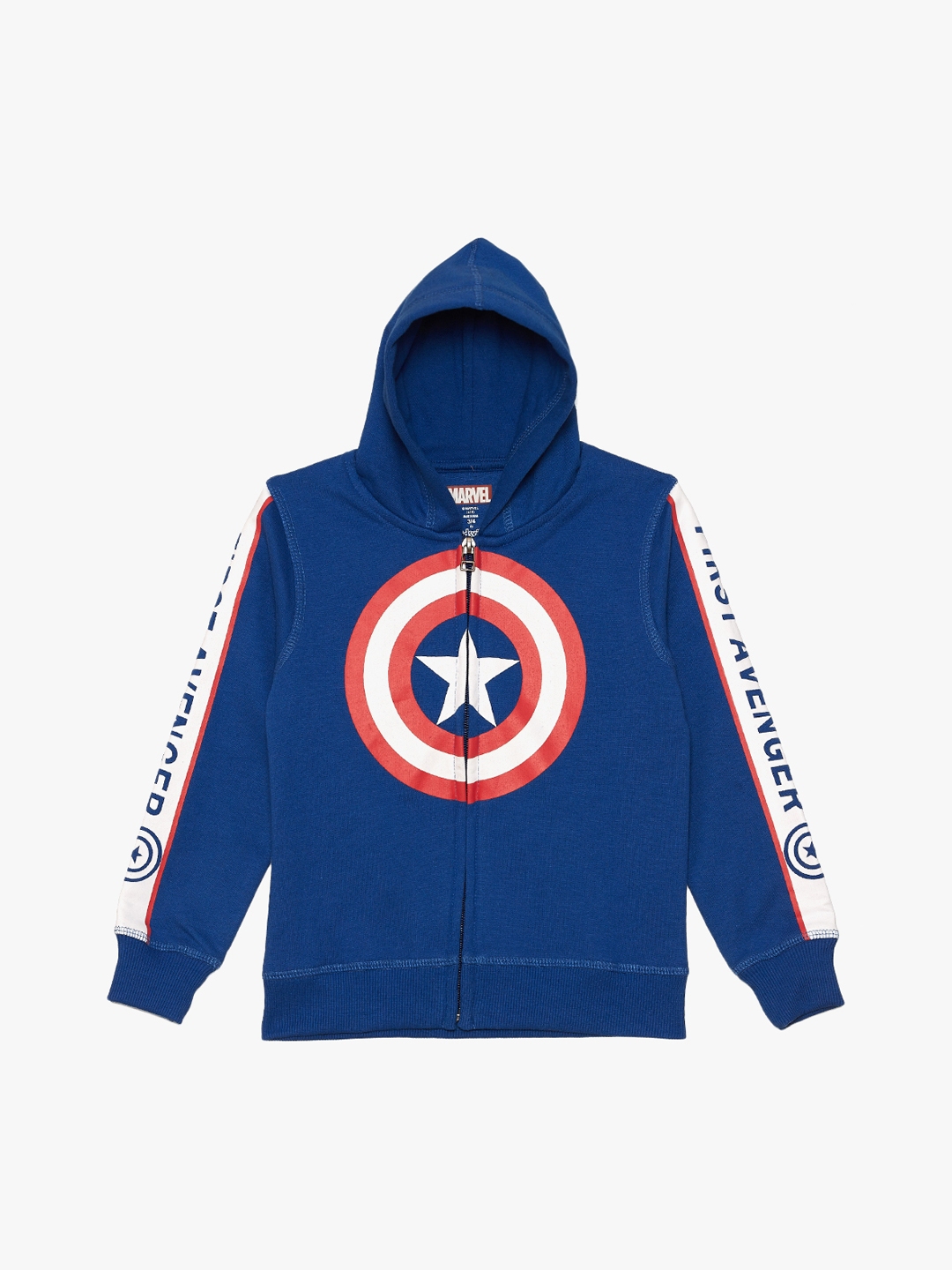 Buy Kids Ville Captain America Featured Blue Zipper Hoodie For Boys ...