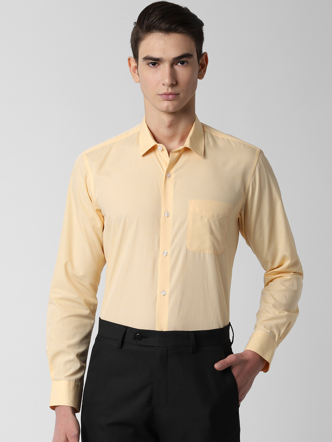 Buy Peter England Men Yellow Regular Fit Striped Formal Shirt Shirts