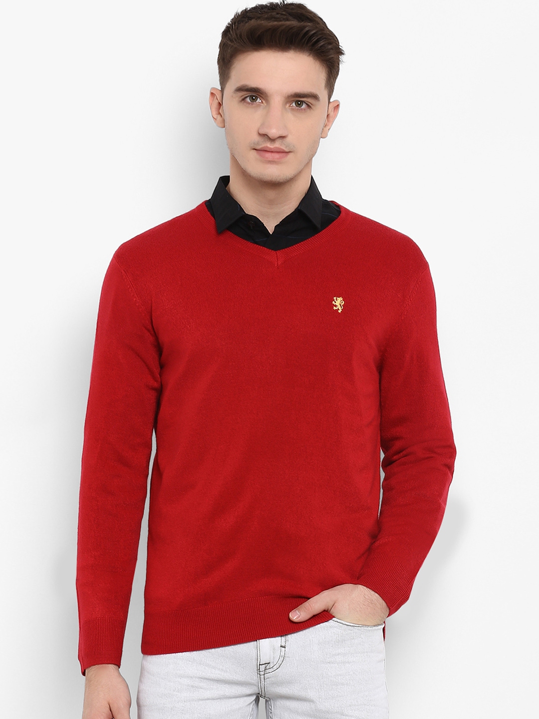 red button up sweater mens