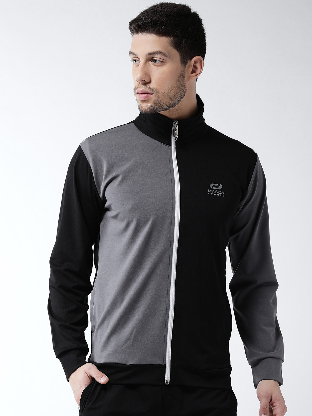 Buy Masch Sports Men Black Colourblocked Lightweight Sporty Jacket