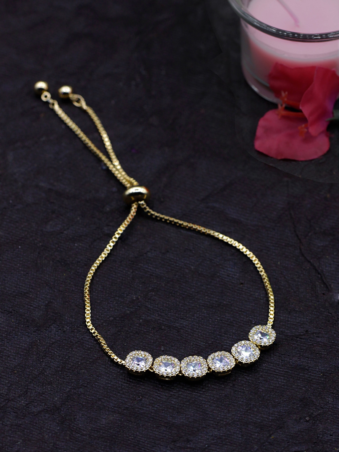 Buy Sia Art Jewellery Gold Plated CZ Studded Link Bracelet - Bracelet ...